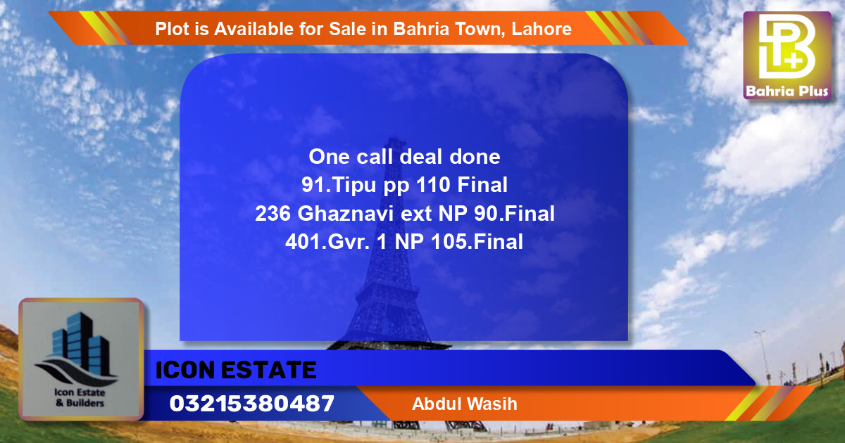 Residential Plot for Sale in Bahria Town, Lahore - (BP-87109)