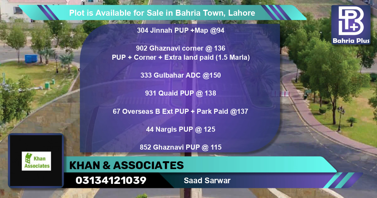 Residential Plot for Sale in Bahria Town, Lahore - (BP-87118)