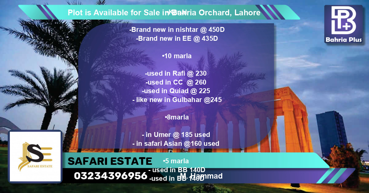 Residential Plot for Sale in Bahria Orchard, Lahore - (BP-87152)