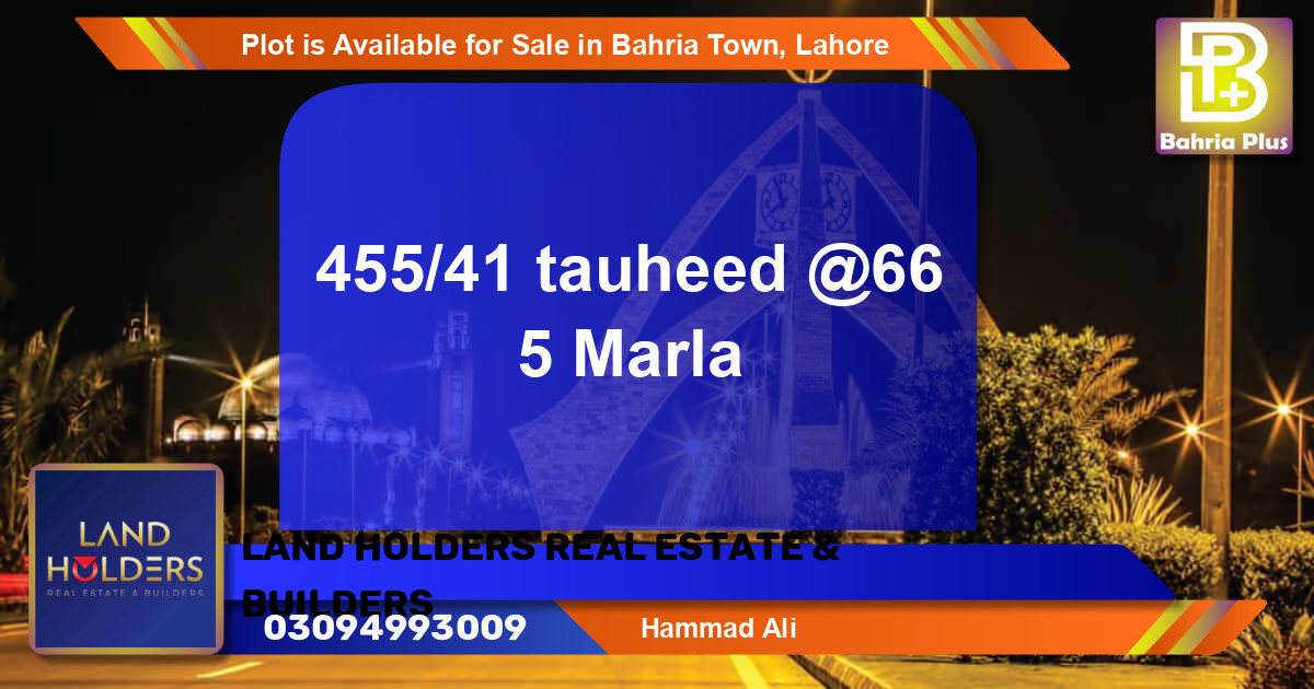 Residential Plot for Sale in Bahria Town, Lahore - (BP-87205)