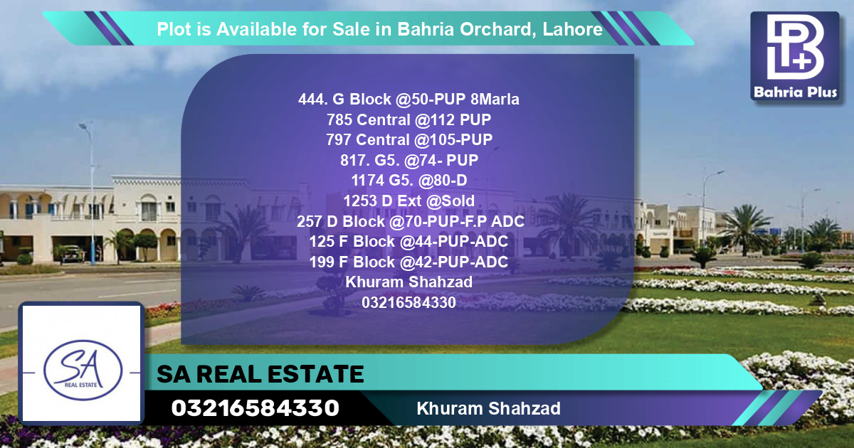 Residential Plot for Sale in Bahria Orchard, Lahore - (BP-87208)