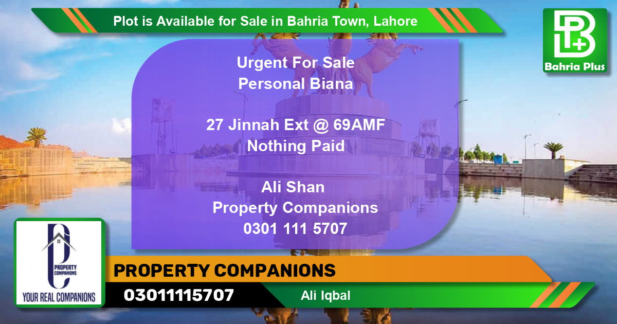 Residential Plot for Sale in Bahria Town, Lahore - (BP-87233)