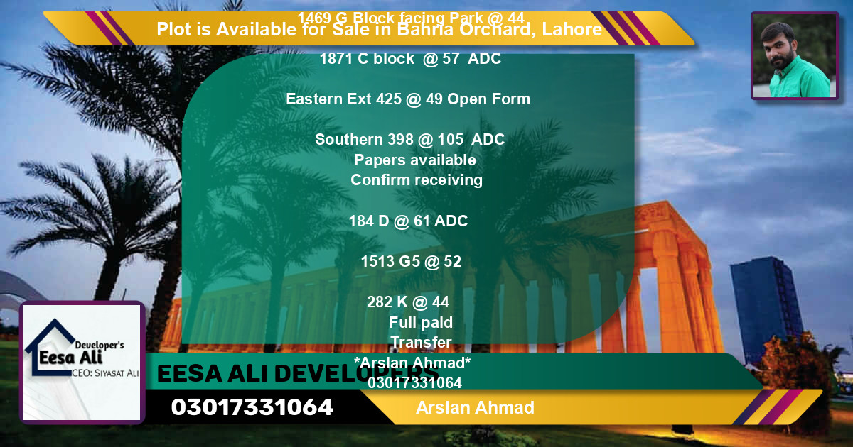 Residential Plot for Sale in Bahria Orchard, Lahore - (BP-87248)