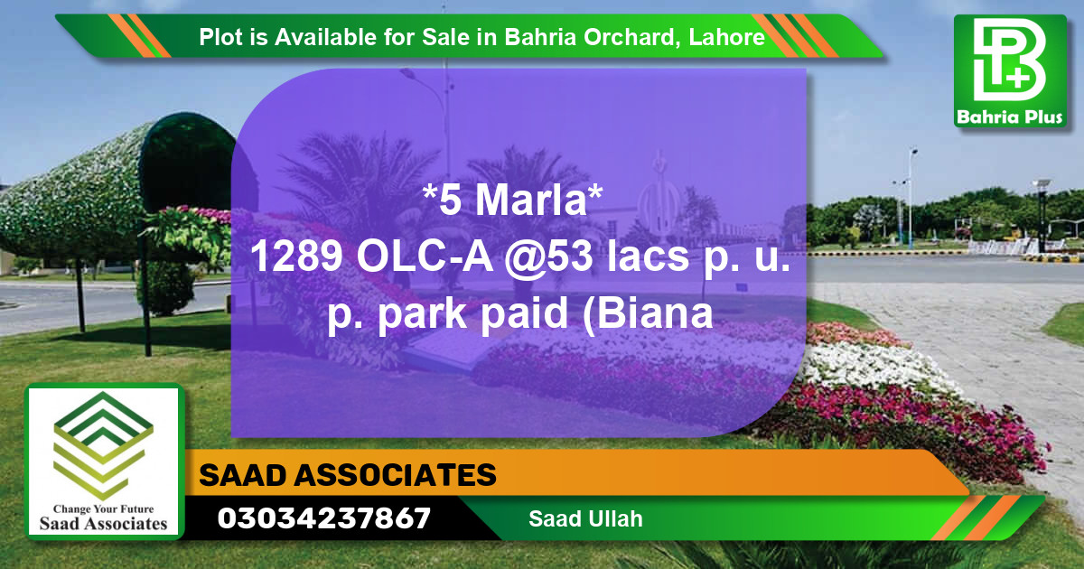 Residential Plot for Sale in Bahria Orchard, Lahore - (BP-87267)
