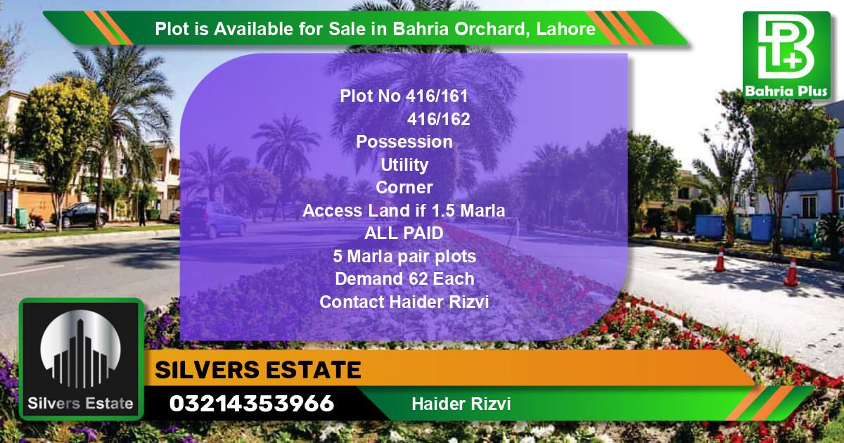 Residential Plot for Sale in Bahria Orchard, Lahore - (BP-87307)