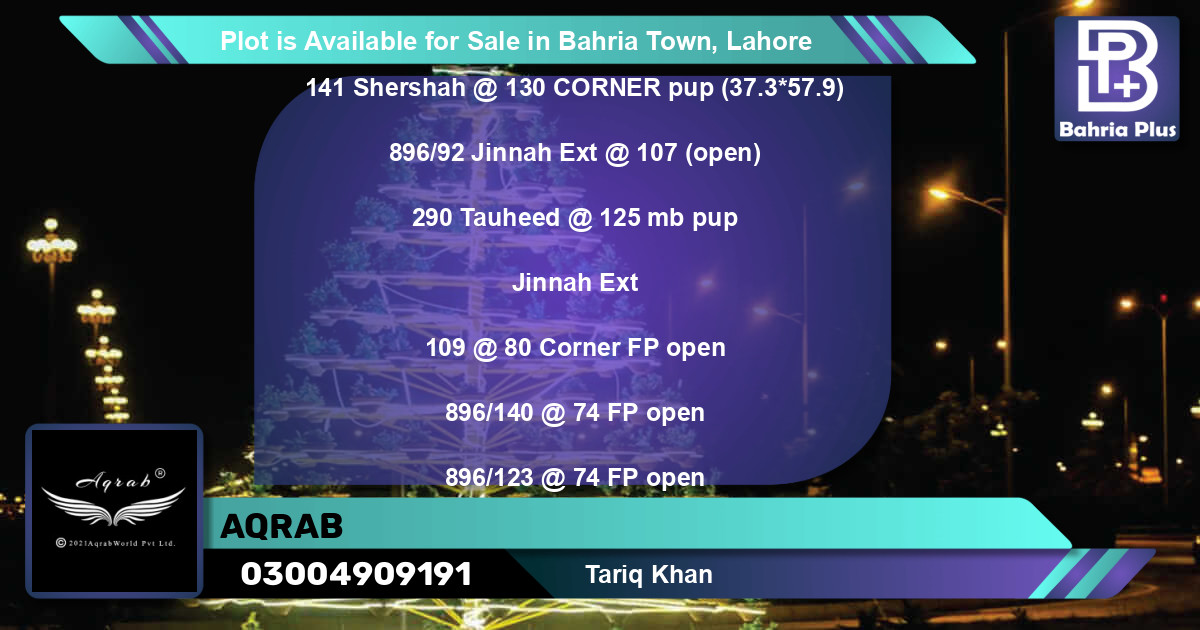 Residential Plot for Sale in Bahria Town, Lahore - (BP-87323)
