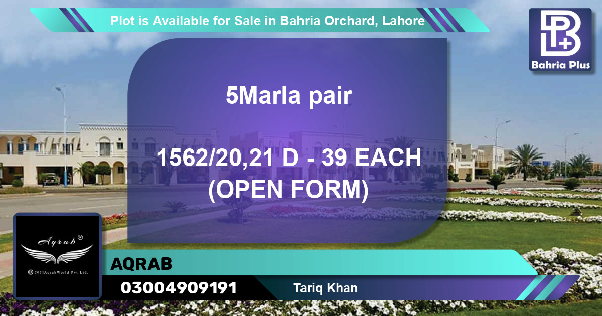 Residential Plot for Sale in Bahria Orchard, Lahore - (BP-87325)