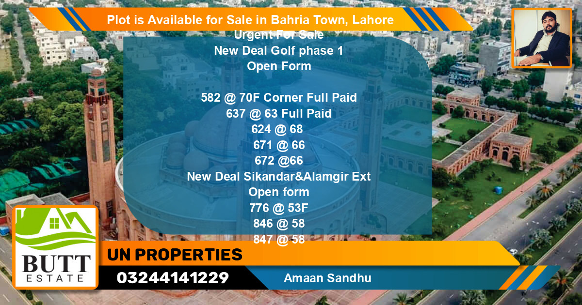 Residential Plot for Sale in Bahria Town, Lahore - (BP-87344)