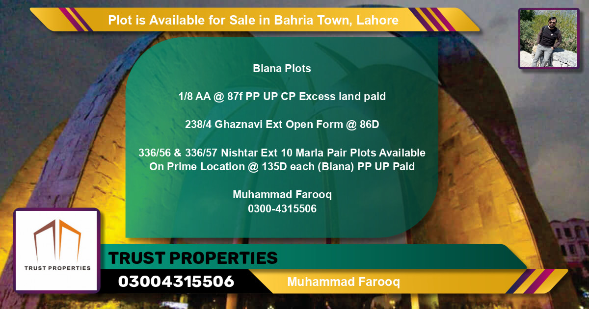 Residential Plot for Sale in Bahria Town, Lahore - (BP-87375)