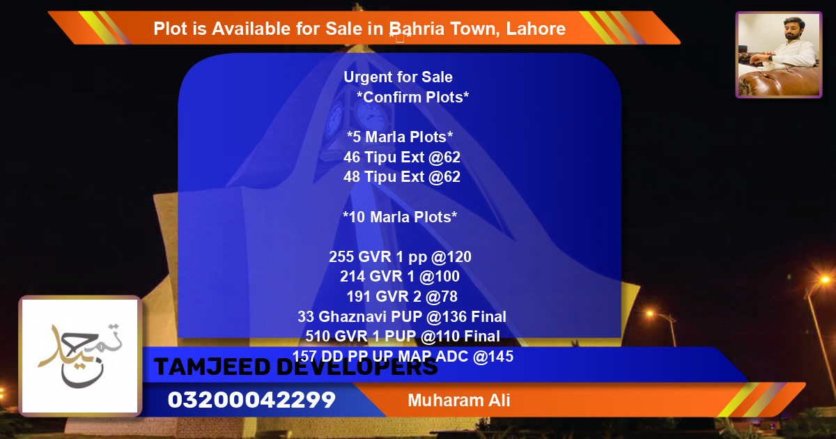 Residential Plot for Sale in Bahria Town, Lahore - (BP-87380)