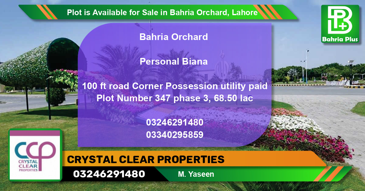 Residential Plot for Sale in Bahria Orchard, Lahore - (BP-87396)