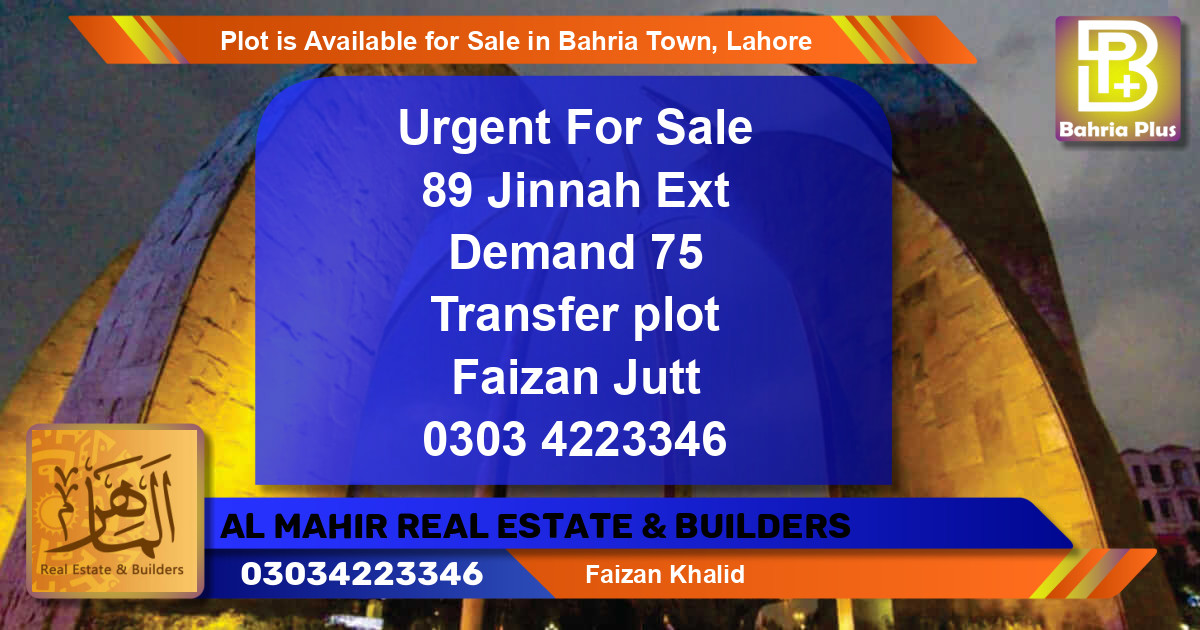 Residential Plot for Sale in Bahria Town, Lahore - (BP-87409)