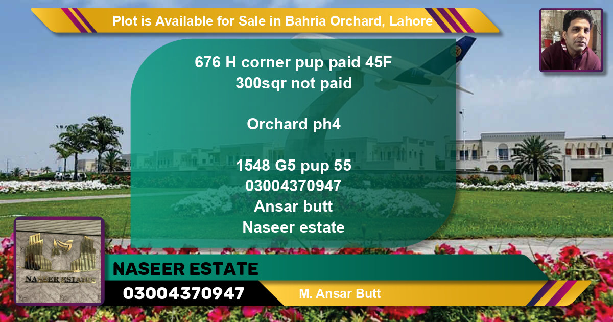 Residential Plot for Sale in Bahria Orchard, Lahore - (BP-87438)