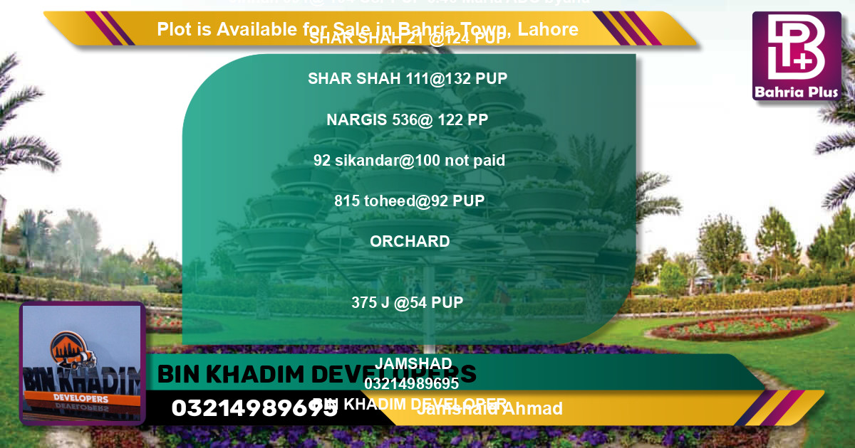 Residential Plot for Sale in Bahria Town, Lahore - (BP-87452)