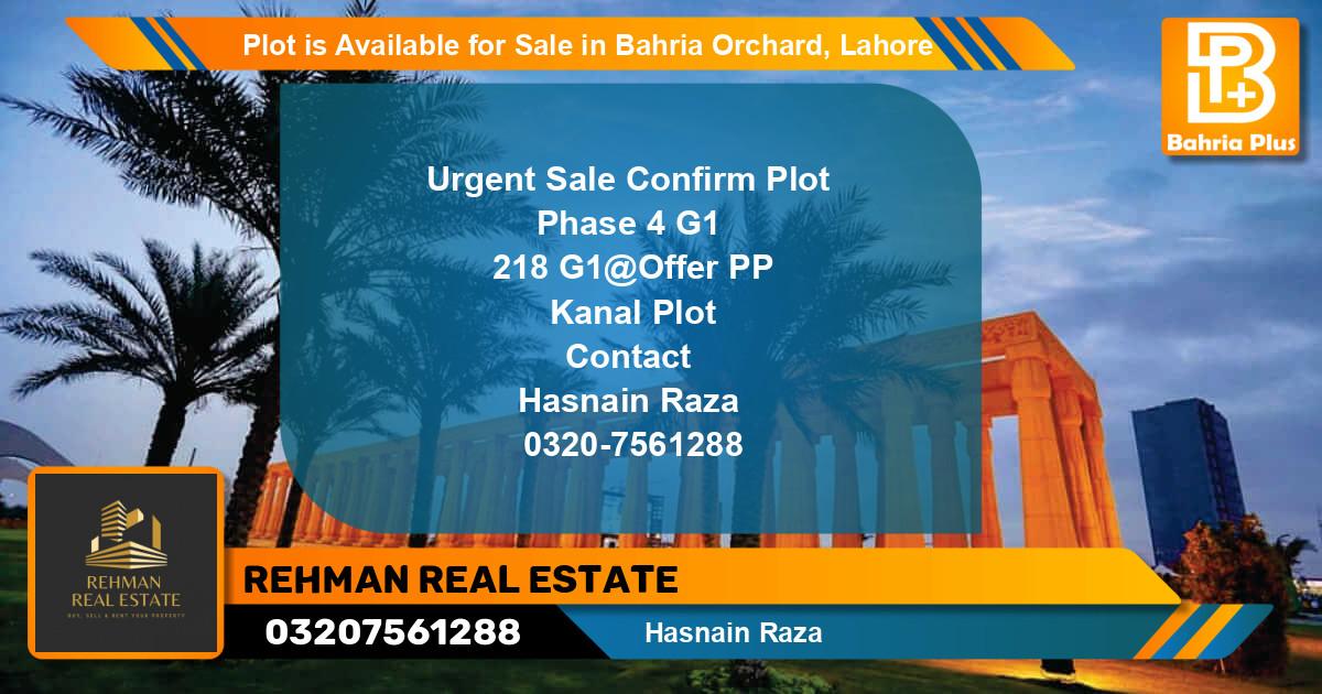 Residential Plot for Sale in Bahria Orchard, Lahore - (BP-87458)