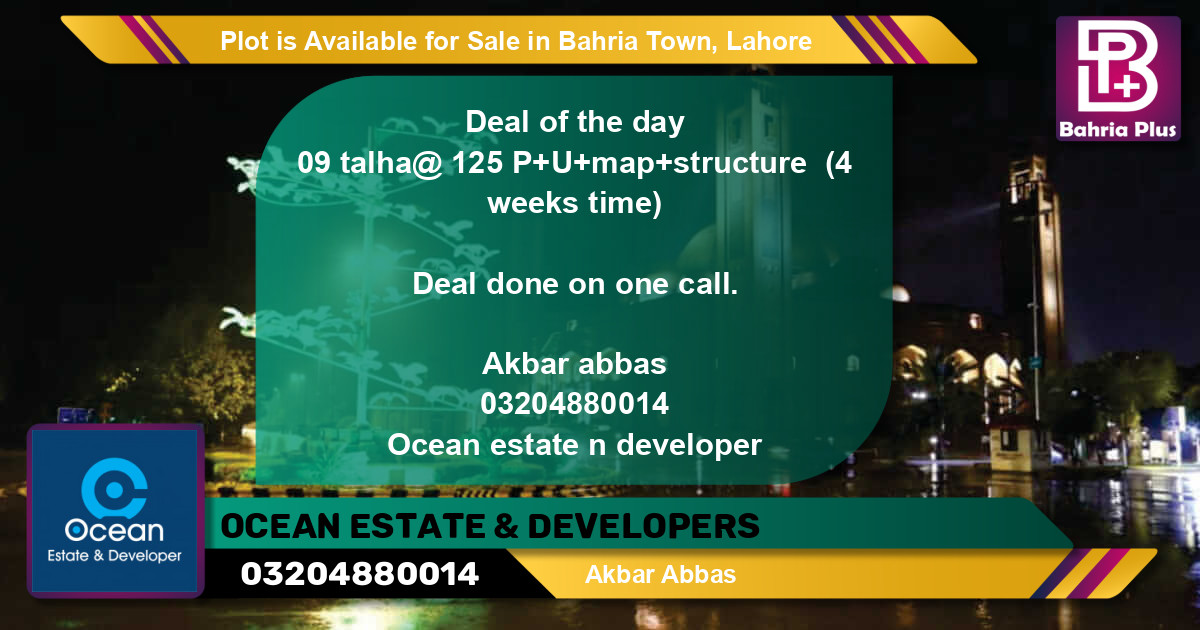 Residential Plot for Sale in Bahria Town, Lahore - (BP-87460)