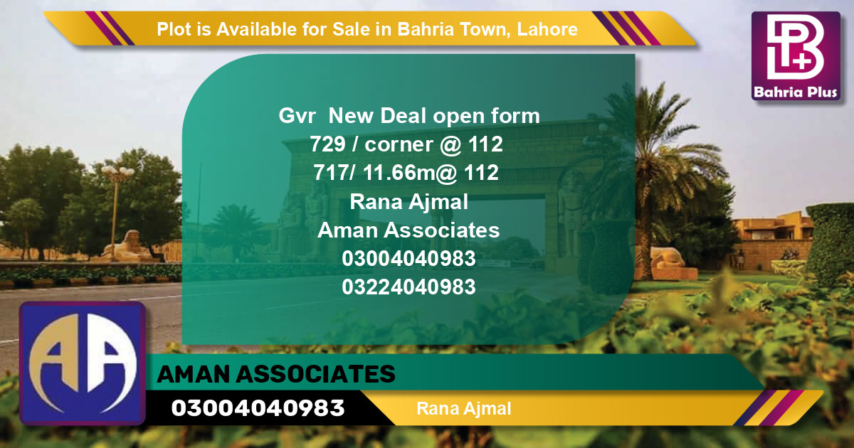 Residential Plot for Sale in Bahria Town, Lahore - (BP-87468)