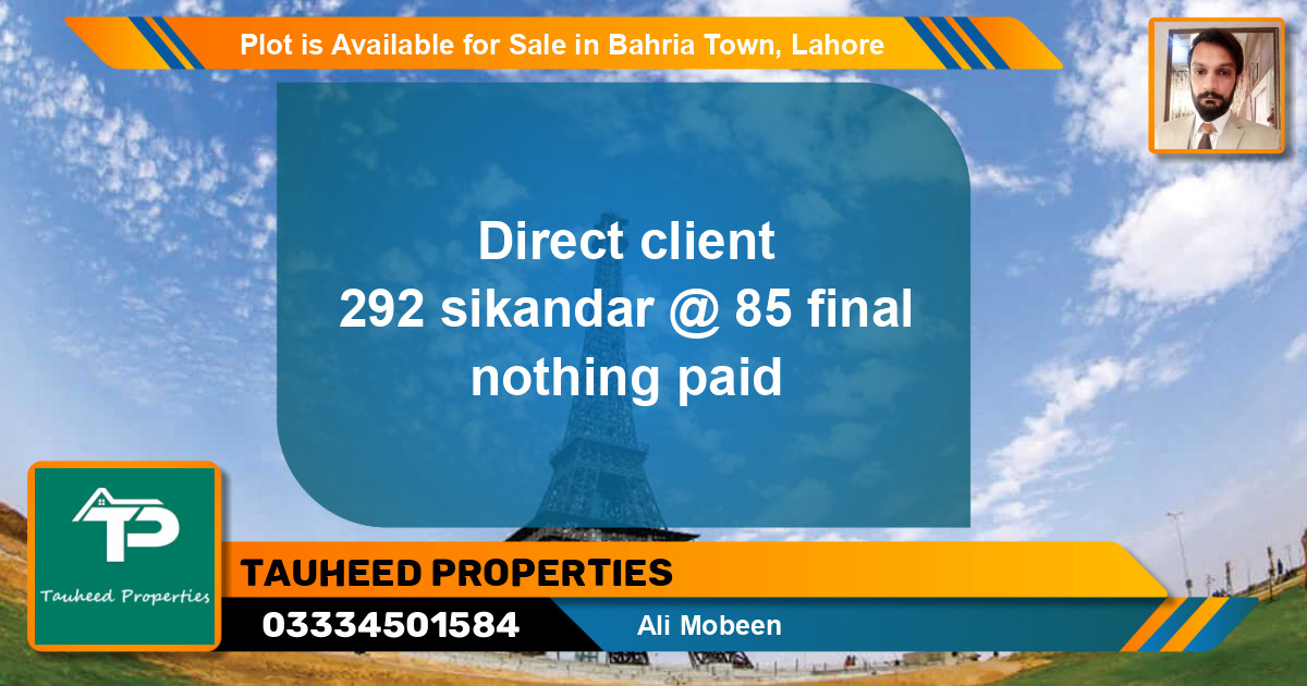 Residential Plot for Sale in Bahria Town, Lahore - (BP-87470)