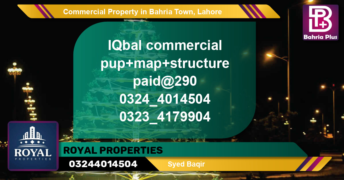 Commercial Property for Sale in Bahria Town, Lahore - (BP-87490)