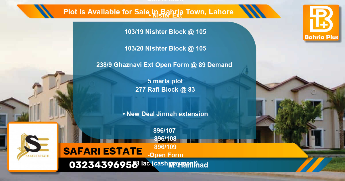 Residential Plot for Sale in Bahria Town, Lahore - (BP-87495)