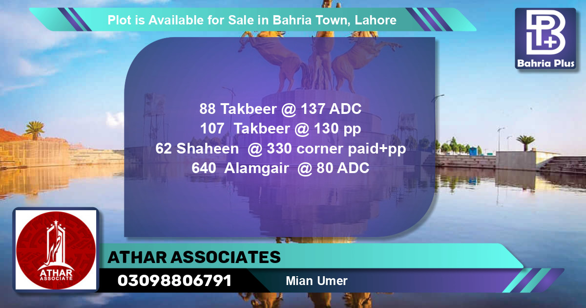 Residential Plot for Sale in Bahria Town, Lahore - (BP-87498)