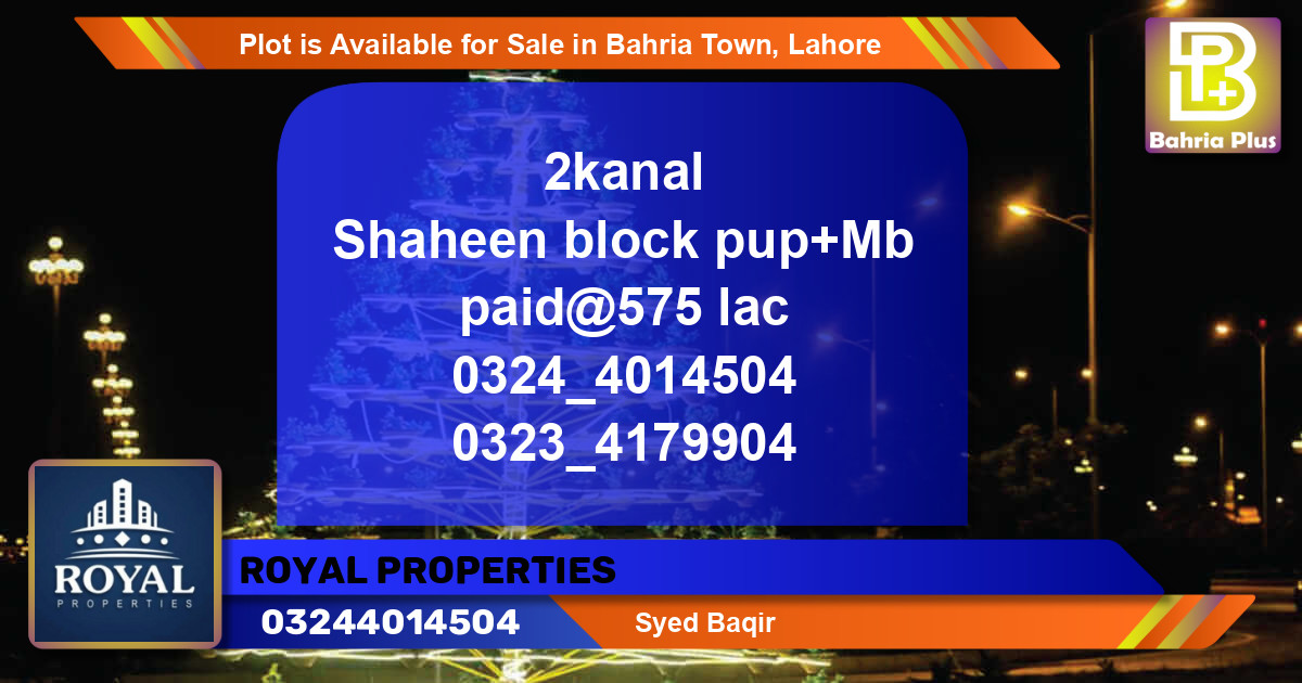 Residential Plot for Sale in Bahria Town, Lahore - (BP-87527)