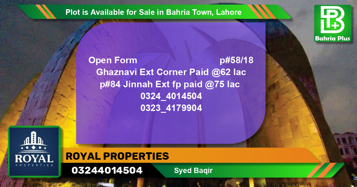 Residential Plot for Sale in Bahria Town, Lahore - (BP-87530)