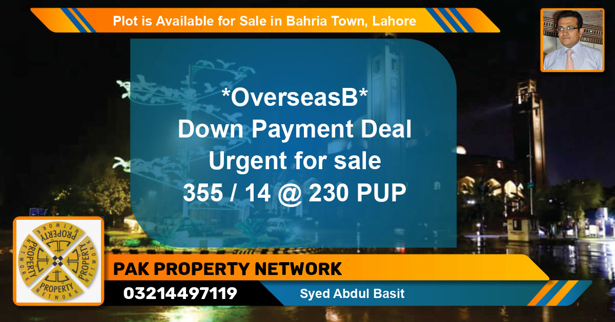 Residential Plot for Sale in Bahria Town, Lahore - (BP-87538)