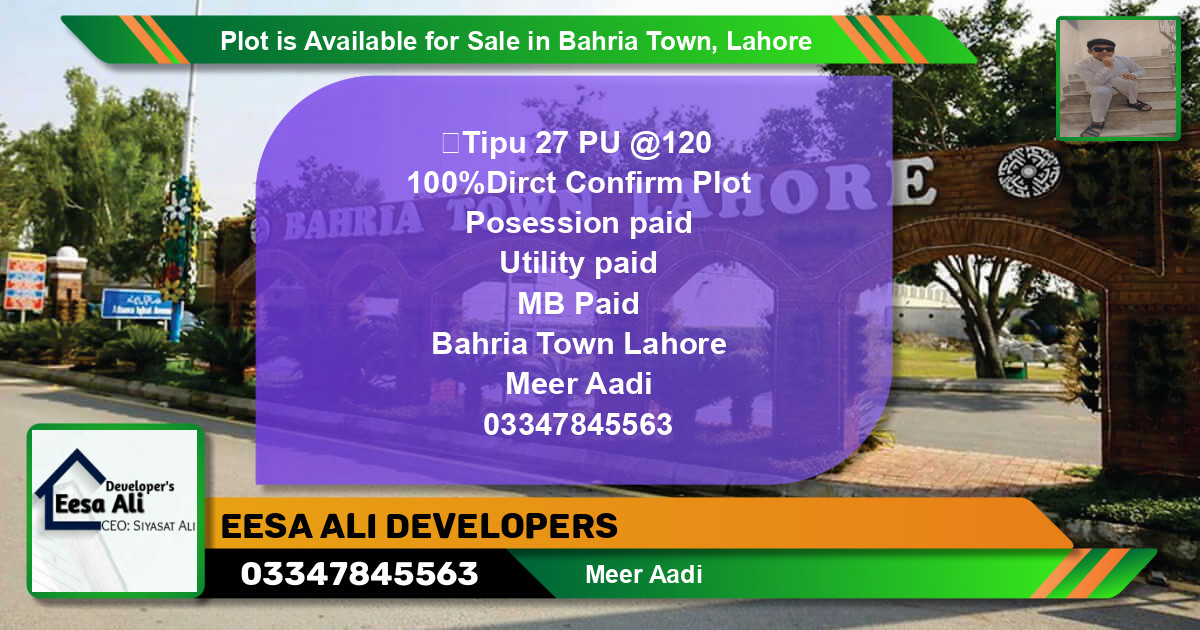 Residential Plot for Sale in Bahria Town, Lahore - (BP-87548)