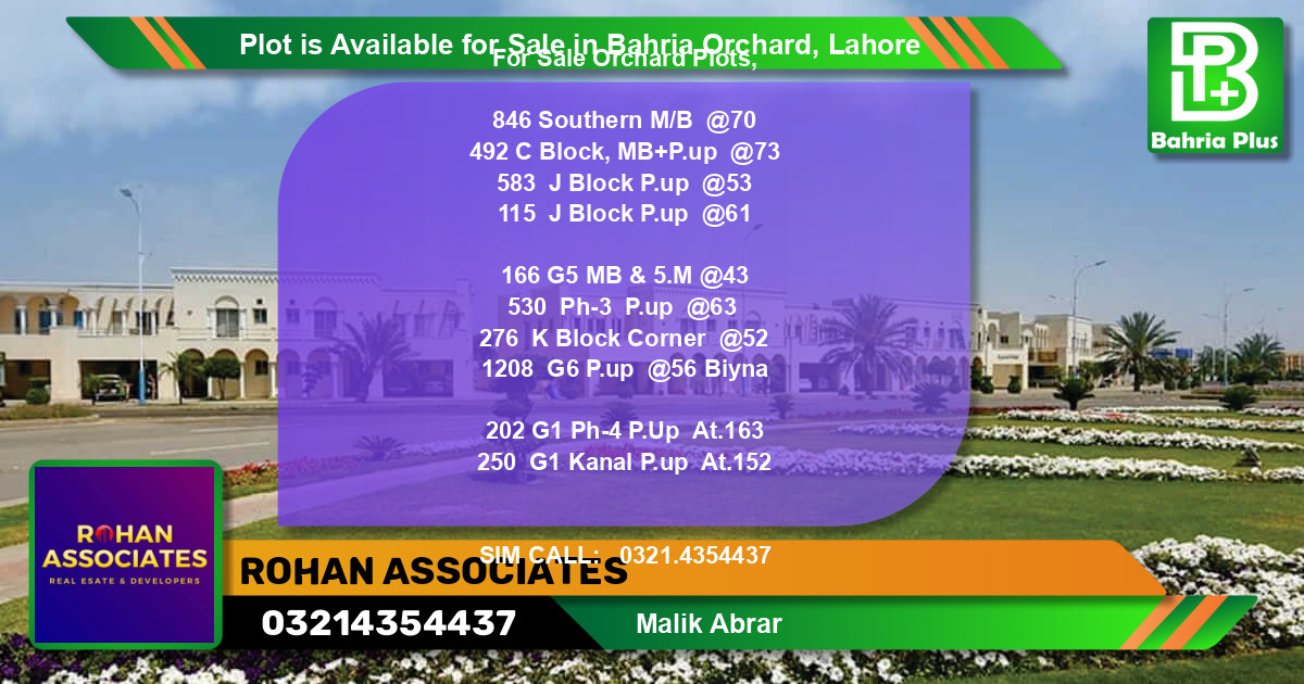 Residential Plot for Sale in Bahria Orchard, Lahore - (BP-87561)