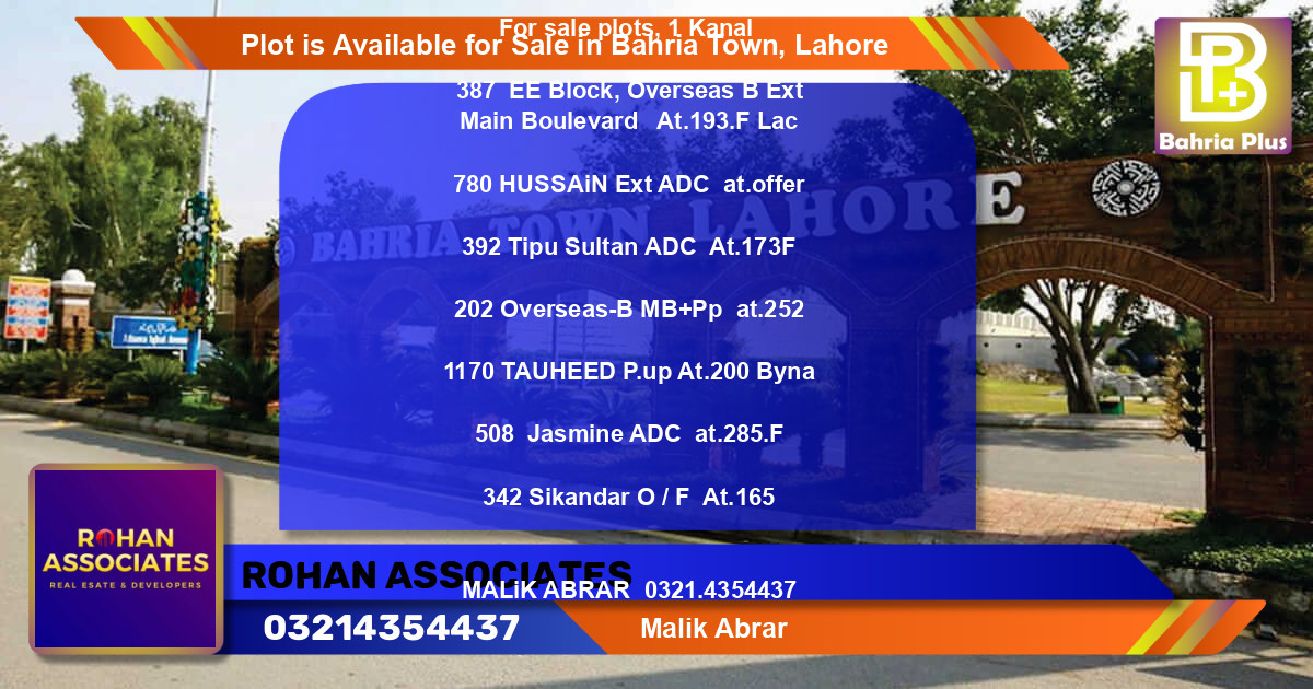 Residential Plot for Sale in Bahria Town, Lahore - (BP-87562)