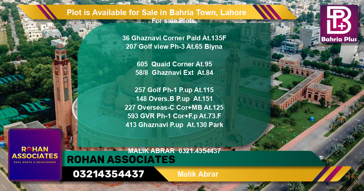 Residential Plot for Sale in Bahria Town, Lahore - (BP-87566)