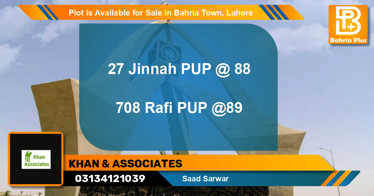 Residential Plot for Sale in Bahria Town, Lahore - (BP-87592)
