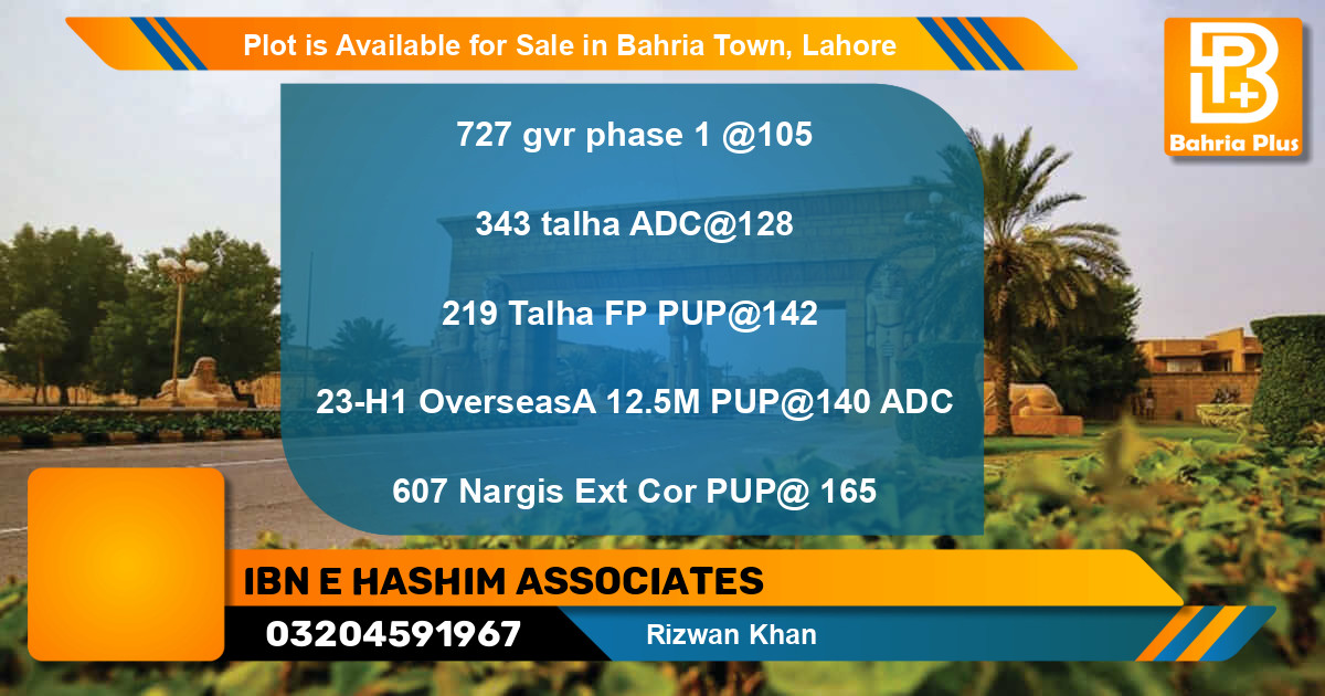 Residential Plot for Sale in Bahria Town, Lahore - (BP-87607)