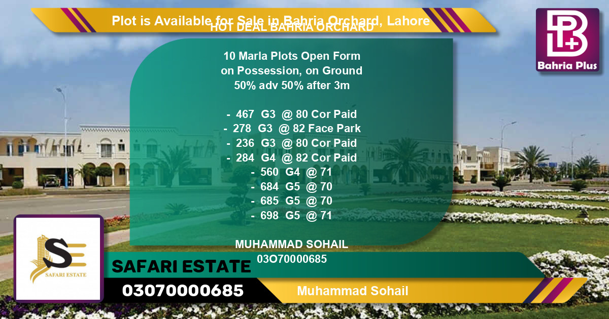Residential Plot for Sale in Bahria Orchard, Lahore - (BP-87619)