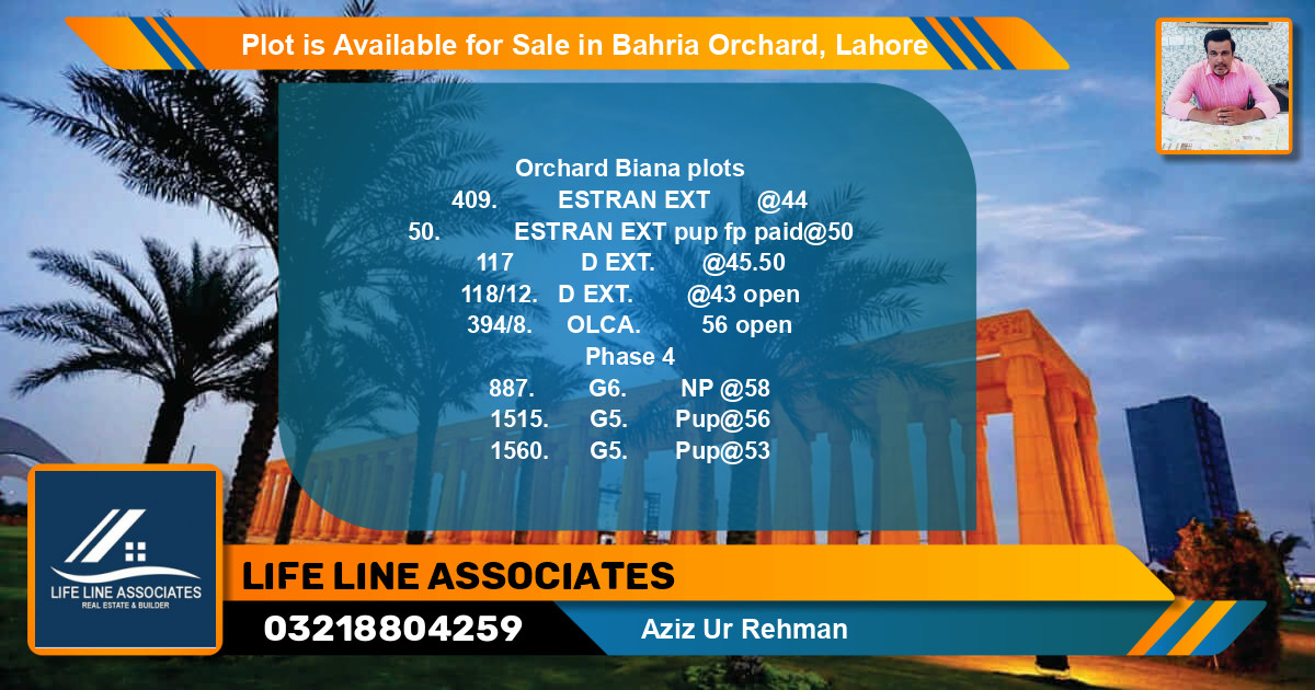 Residential Plot for Sale in Bahria Orchard, Lahore - (BP-87621)