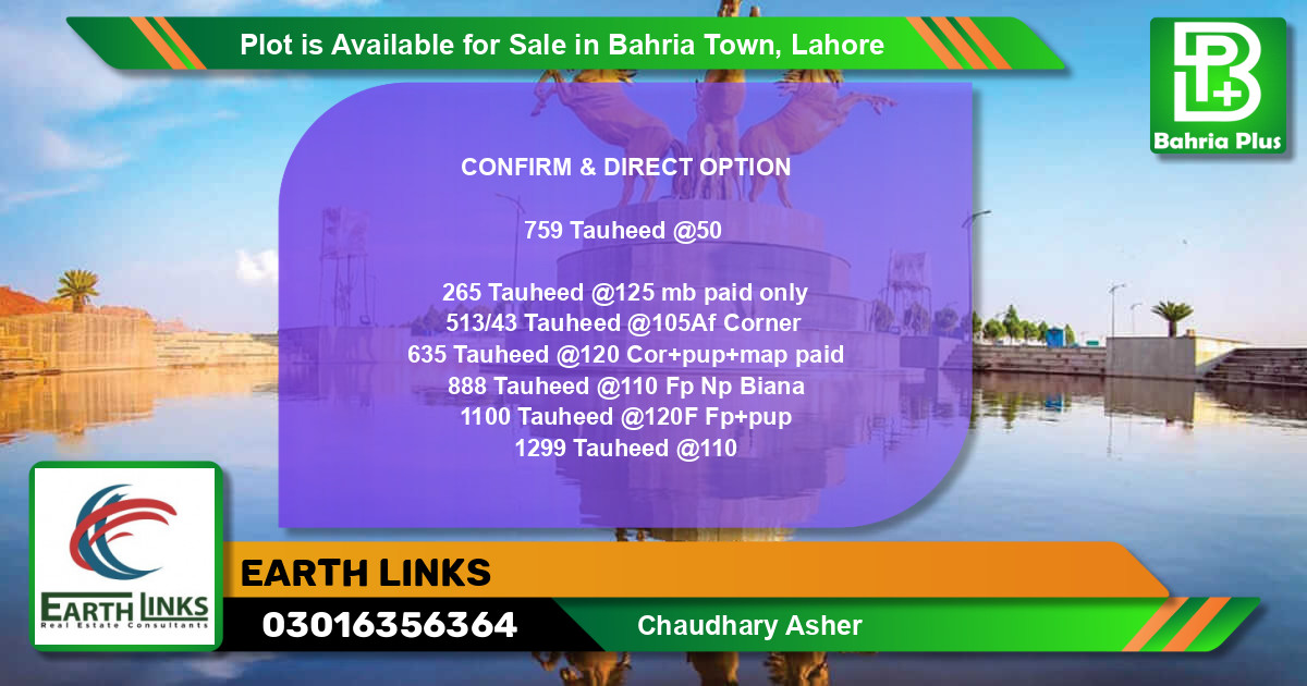 Residential Plot for Sale in Bahria Town, Lahore - (BP-87623)