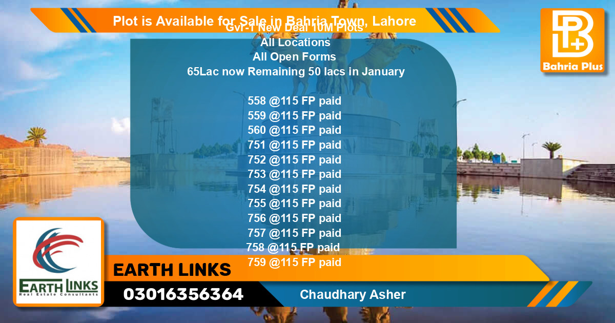 Residential Plot for Sale in Bahria Town, Lahore - (BP-87626)