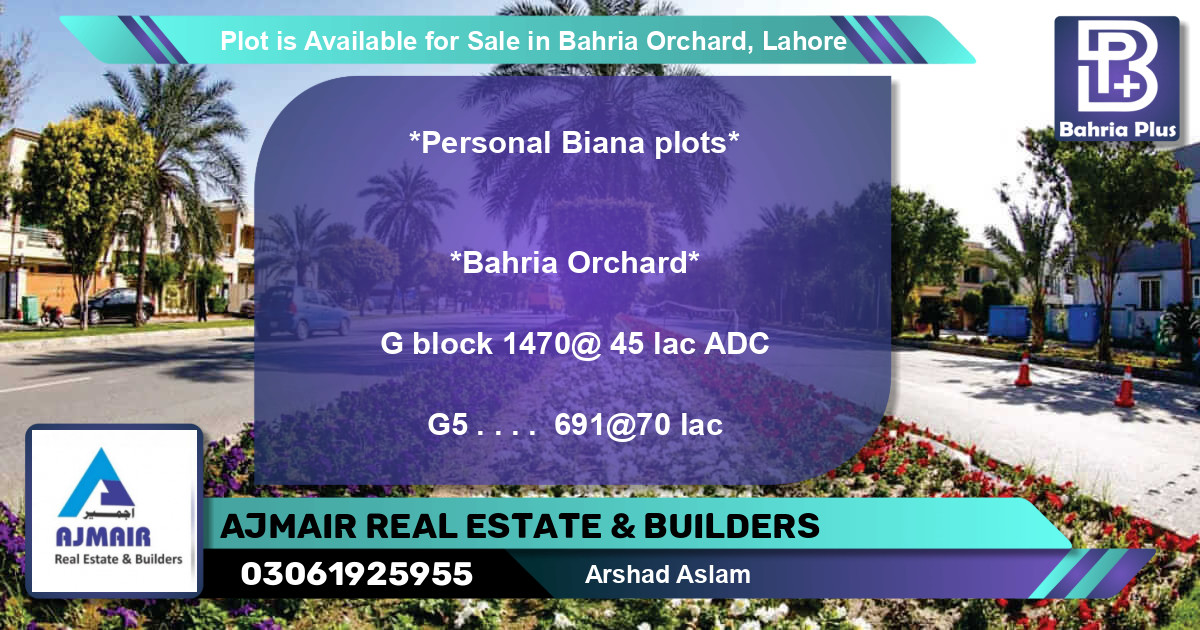 Residential Plot for Sale in Bahria Orchard, Lahore - (BP-87636)