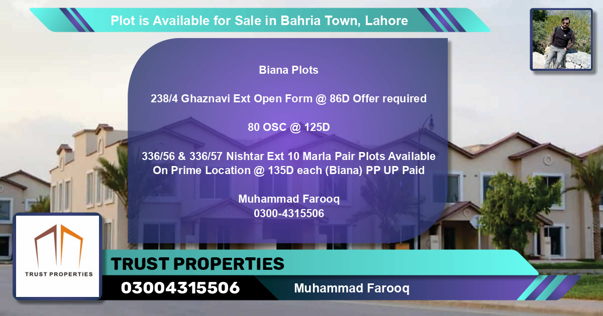 Residential Plot for Sale in Bahria Town, Lahore - (BP-87663)
