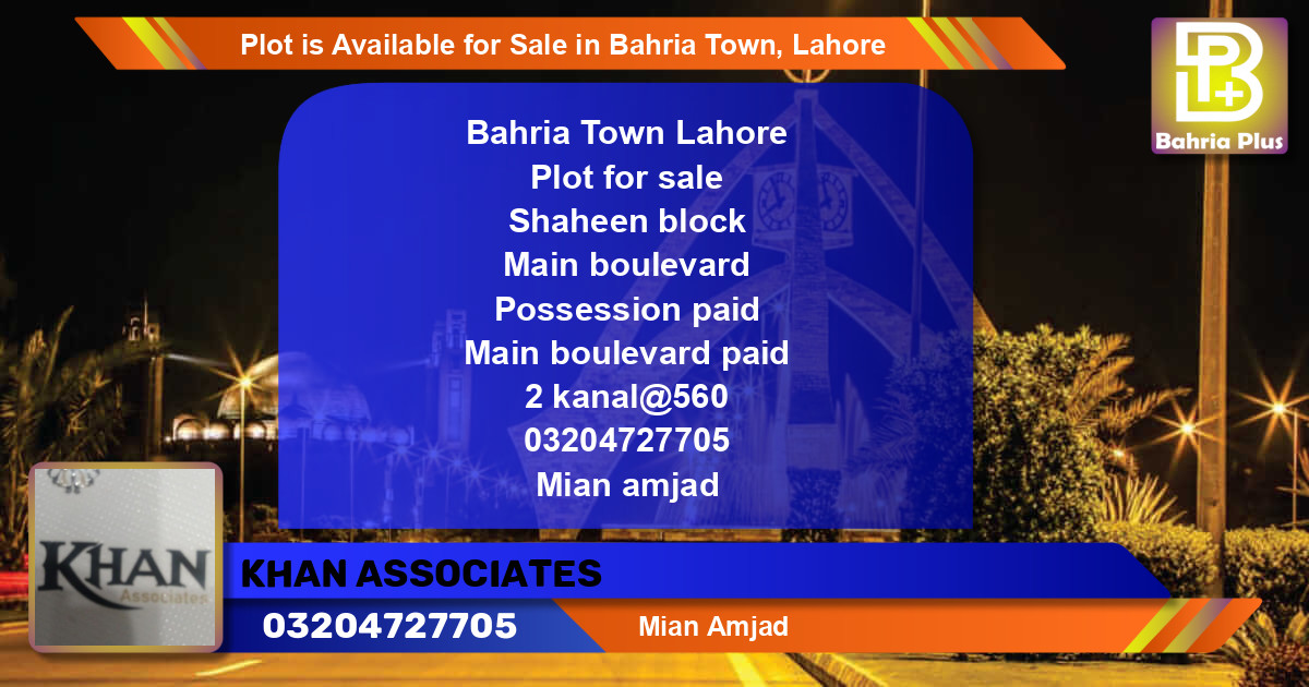 Residential Plot for Sale in Bahria Town, Lahore - (BP-87675)