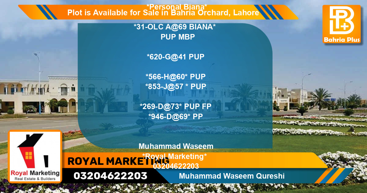 Residential Plot for Sale in Bahria Orchard, Lahore - (BP-87676)
