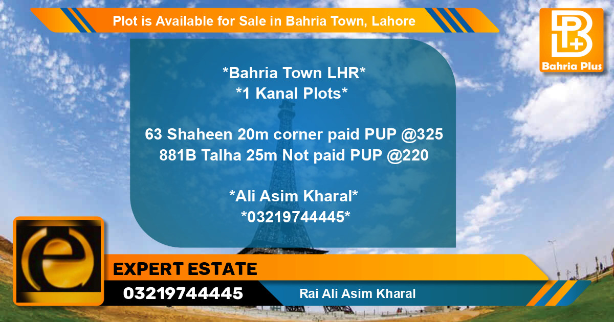 Residential Plot for Sale in Bahria Town, Lahore - (BP-87691)