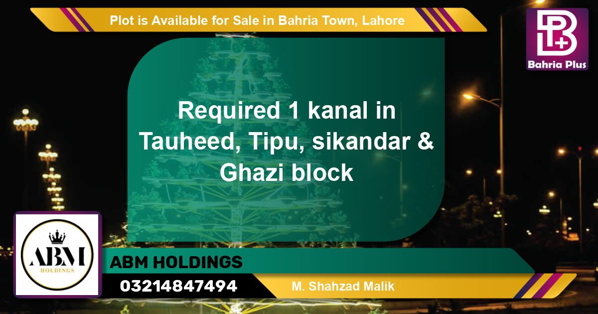 Residential Plot for Sale in Bahria Town, Lahore - (BP-87693)