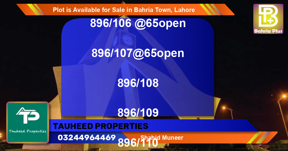 Residential Plot for Sale in Bahria Town, Lahore - (BP-87705)