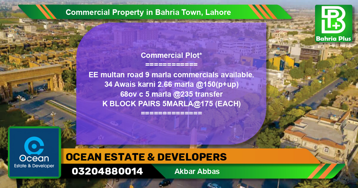 Commercial Property for Sale in Bahria Town, Lahore - (BP-87706)