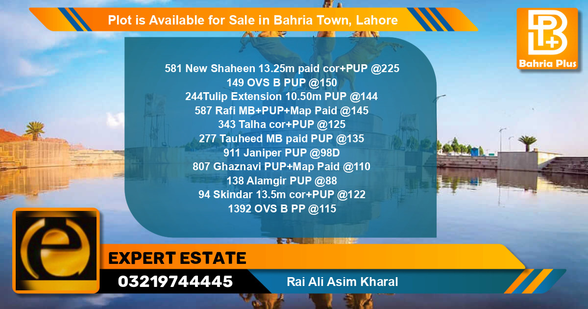 Residential Plot for Sale in Bahria Town, Lahore - (BP-87721)