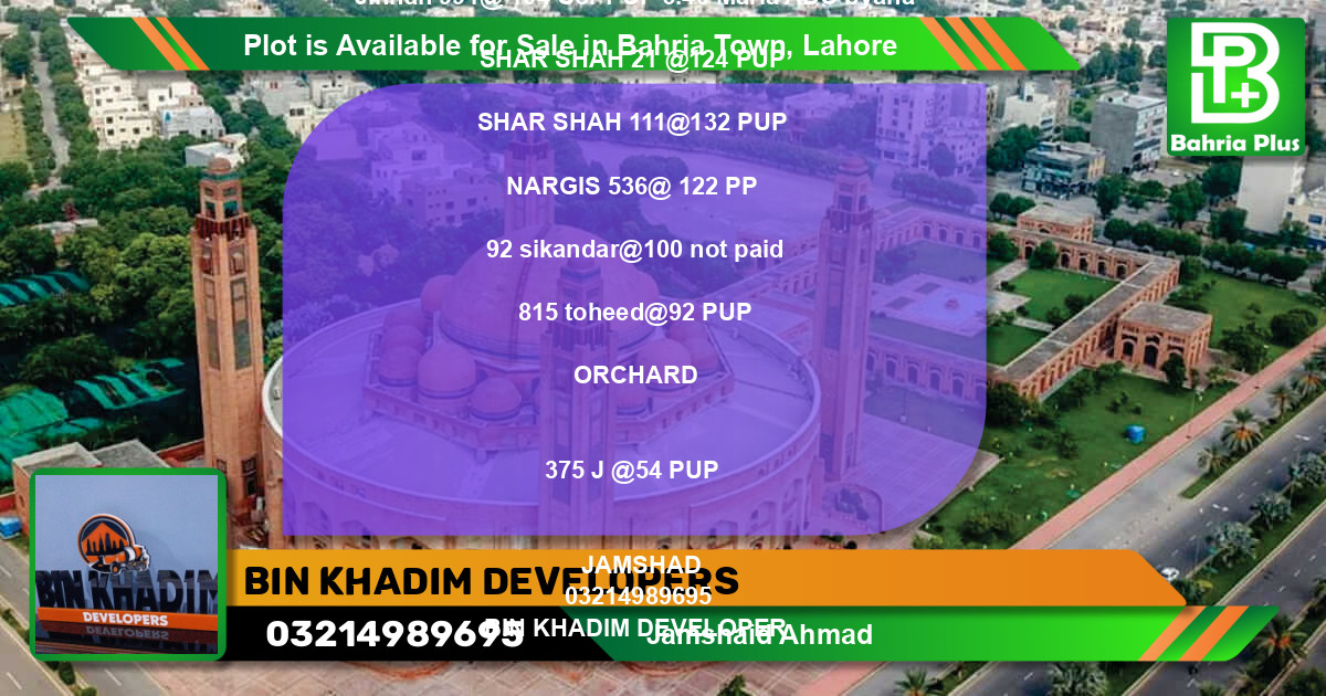 Residential Plot for Sale in Bahria Town, Lahore - (BP-87732)