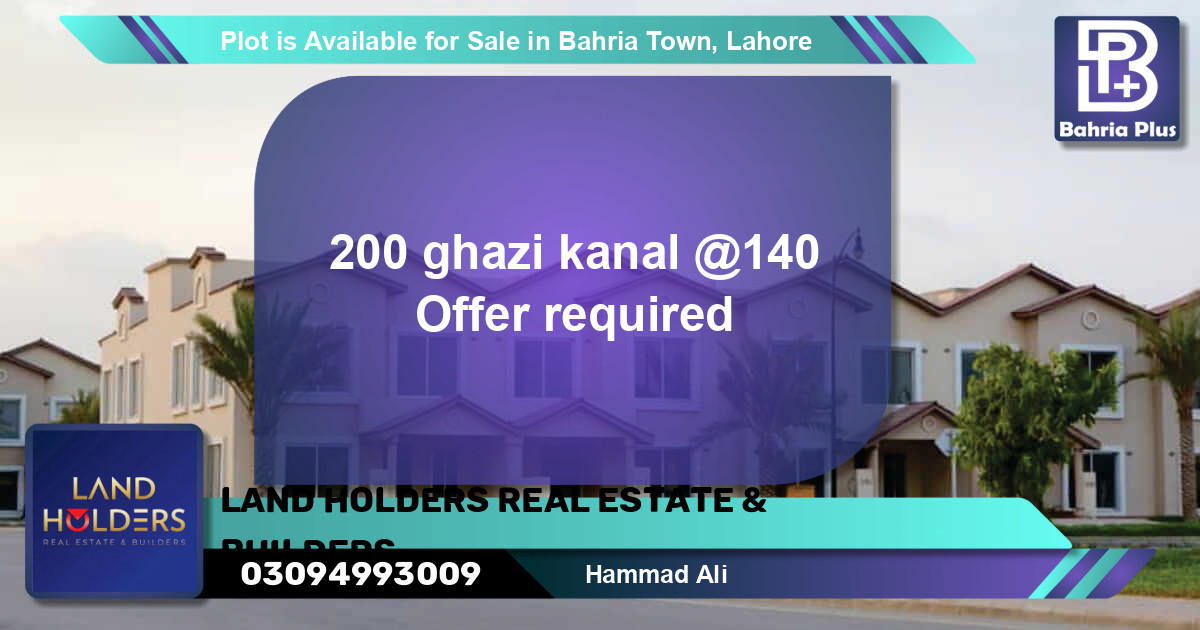 Residential Plot for Sale in Bahria Town, Lahore - (BP-87744)