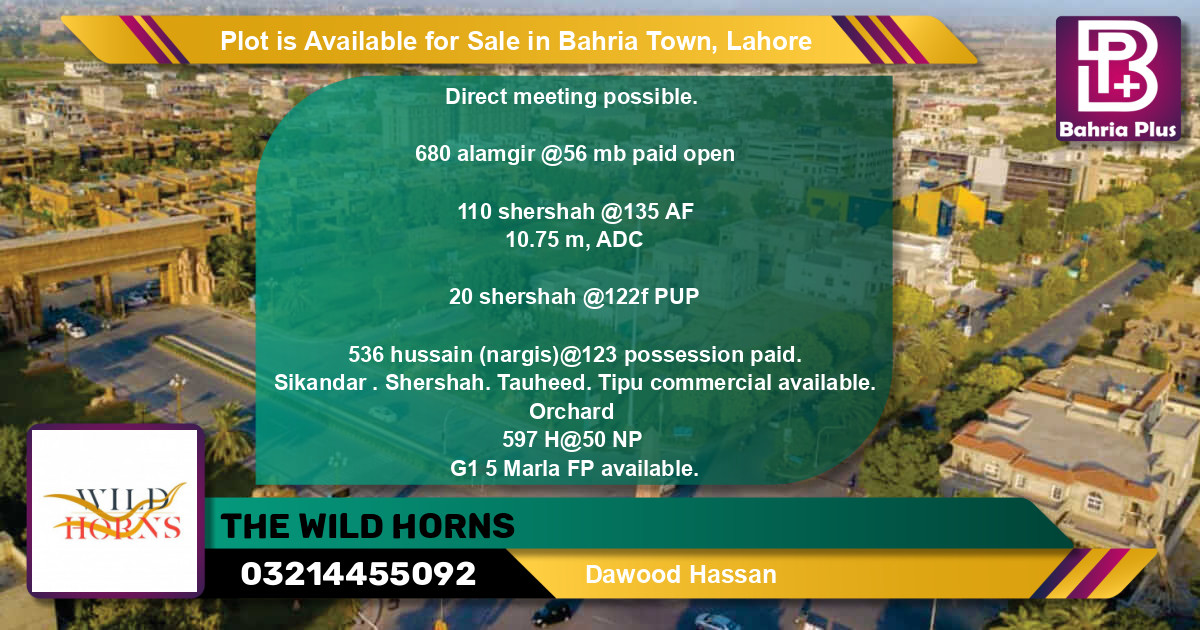 Commercial Plot for Sale in Bahria Town, Lahore - (BP-87748)